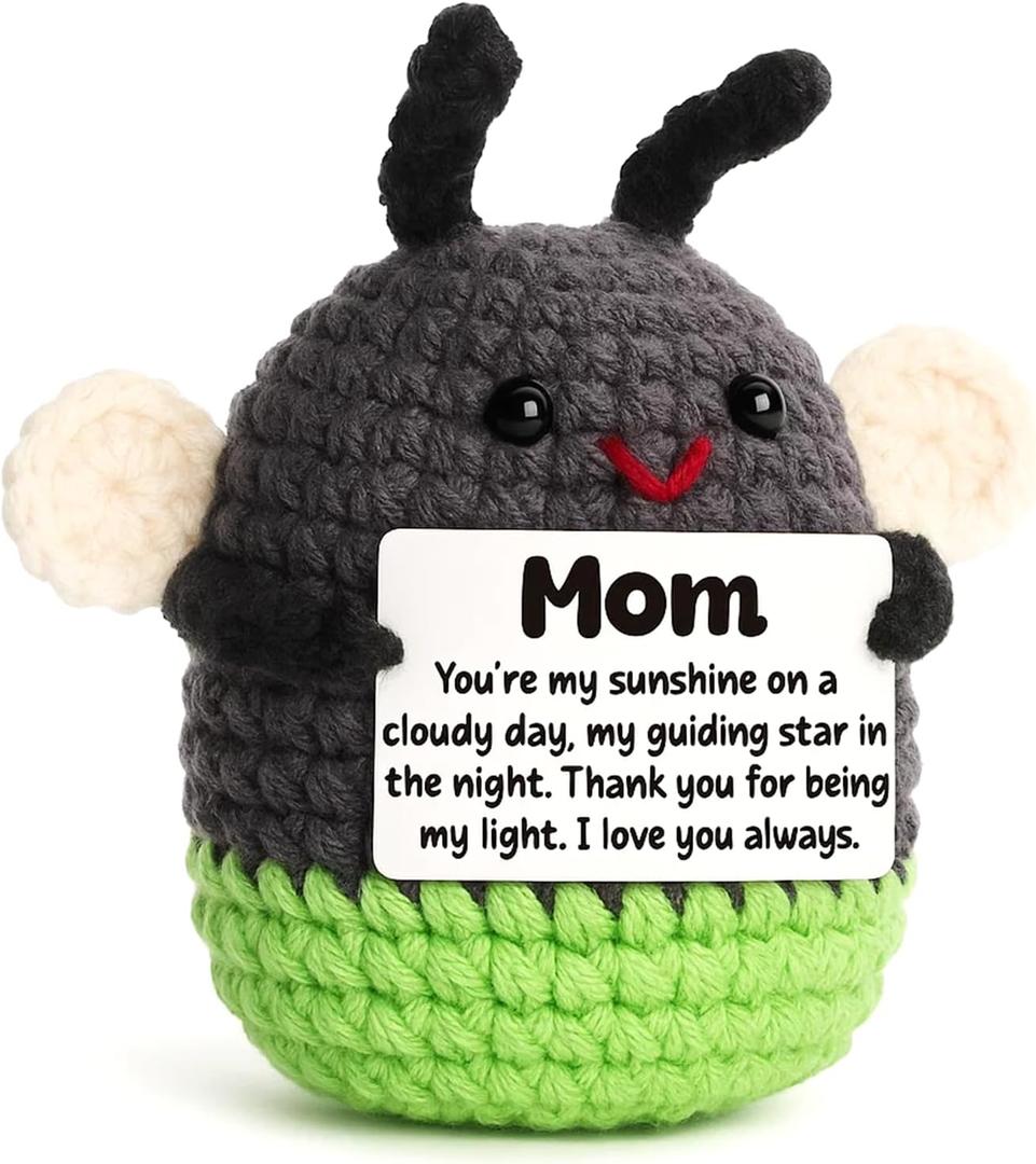 3 x AVALYNNE Sentimental Gift for Mom from Daughter Son - Cute Crochet Firefly Plush Toy, Mother's Day Birthday Christmas Valentines Day Thank You Present, Meaningful Mom Keepsake