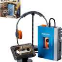 PANTASY Retro Cassette Player Building Set, 1970s Portable Tape Player Model with Interchangeable Cassettes & Headphones, Vintage Music Display Building Blocks for Adults