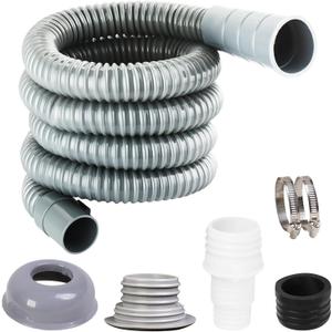 6.5ft Washing Machine Drain Hose, Universal Washer Drain Hose Extension Kit, Corrugated Washer Hose with 1 Adapter, 2 Clamps, 1 x Anti-Odor Plug + Cap2m