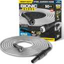 BIONIC STEEL 50 Ft Metal Garden Hose with Sprayer Nozzle, Non Kinking Designed Stainless Steel Heavy Duty Water Hose 50Ft x 5/8 in. Ultra Flexible NON Expandable for Uninterrupted Water Flow, 500 PSI