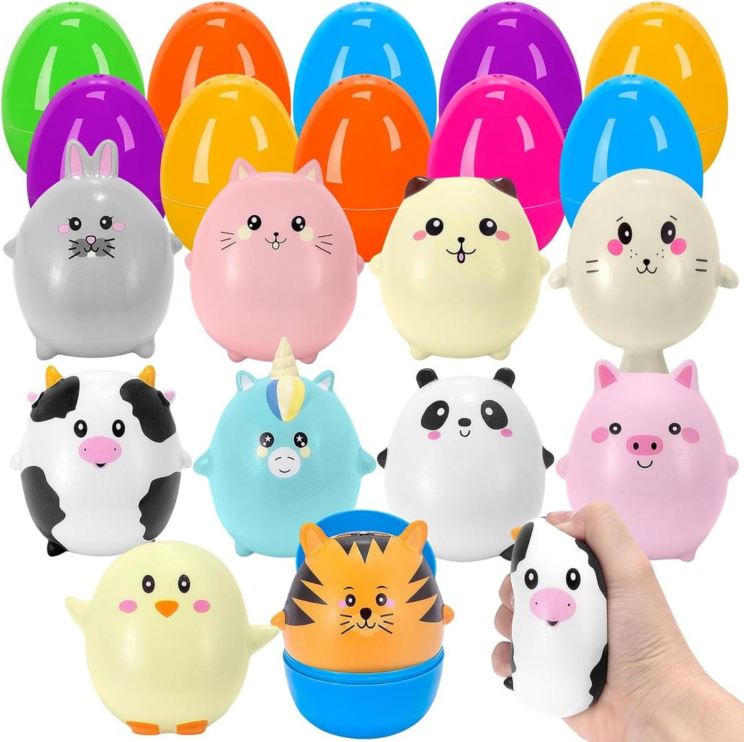 Laoyebaohao 10PCS Jumbo Easter Eggs Filled with Squishy Animal Toys Cute Slow Rising Animal Squishy Toys with Big Prefilled Easter Eggs for Easter Eggs Hunt
