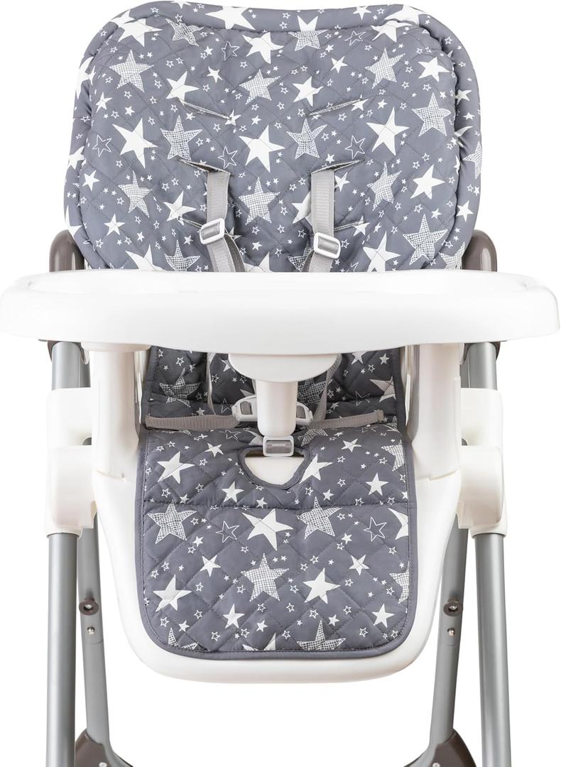 High Chair Pad - Machine Washable High Chair Cover, Easy Use Highchair Cushion, Soft Highchairs Covers for Baby, Padded Highchair Cover w/Elastic Back, Fits 3-5 Point Harness Chairs