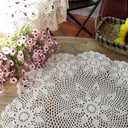 Cotton Handmade Crochet lace Table Runners Round Tablecloth Doilies Doily Table Dresser Scarf Décor,23 inch,Beige