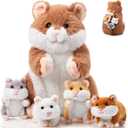 Deekin 5 Pcs Hamster Stuffed Animal Set 4 Inch Hamster Mommy with 4 Cuddly Plush Babies in Belly Valentine Cute Plush Toys Gifts for Kids Birthday Valentine Party Decor