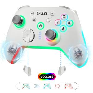 opclzs Nintendool Switch Controller,Wireless Switch Controller-Compatible with Nintendool Switch/Lite/OLED/iOS/PC,Switch Pro Controller with 9 RGB Light,Programmable, TURBO & Hall Triggers (GamePad-Graffiti patterns)