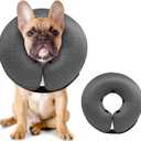 MIDOG Inflatable Dog Cone Alternative for After Surgery - Soft Protective Donut Collar Prevents Licking & Allows Eating, Comfortable Recovery E-Collar Alternative for Small Medium Large Dogs (Gray,M)