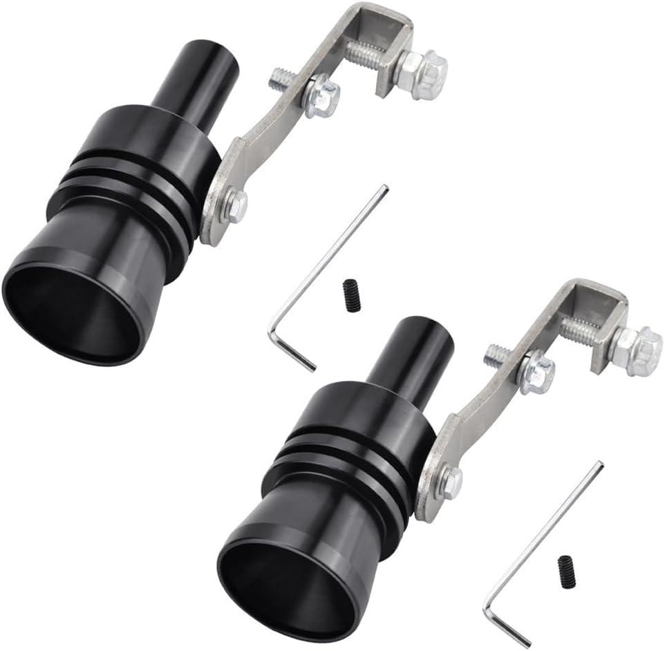 2Pcs Turbo Sound Whistle Simulator, 4.2 x 0.9 Inch Car Turbo Whistle, Aluminum Turbo Sound Whistle Exhaust Muffler Sound Booster, Black Universal Car Roar Maker Tail Pipe Whistle