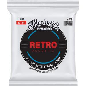 Martin Retro Acoustic Guitar Strings  Monel, Light Gauge | Warm, Natural Tone with Long Life (Light 12-54, Monel Nickel (3 Pack))