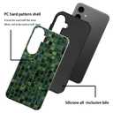 DJSOK Compatible with Samsung Galaxy S24 FE,Glossy PC Anti-Scratch Shockproof Case - Aesthetic Toned Tiles Green Glass