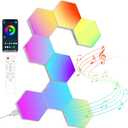Hexagon LED Lights Wall Panels, Smart RGB Gaming Lights with APP & Music Sync, DIY Modular Hex Tiles, USB-Powered for Autism/Game Room/Party Decor (8-Pack)