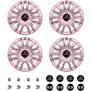 Golf Cart Hub Caps 8 Inch for EZGO/Club Car/Yamaha (Excludes EZGO RXV) Golf Cart Wheels and Tires, Snap-On Installation Wheel Covers Accessories, Premium ABS Plastic, Set of 4, Rose Gold