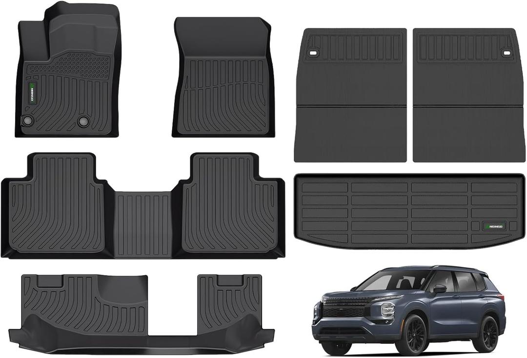ANBINGO Floor Mats & Backseat Cargo Liner for Outlander 2022-2025, SESELES SE  Launch EditionPlatinum Edition (Excludes PHEV & Sport) All Weather Car Accessories (Velcro Tape Fixed Backseat)