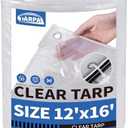 TARPAL Semi Clear Tarp 12x16ft Large Tarp Waterproof Clear Plastic Tarps with Grommets and Reinforced Edges for Patio,Porch and Outdoor Plant,Chicken Coop,Garden,Cat Litter