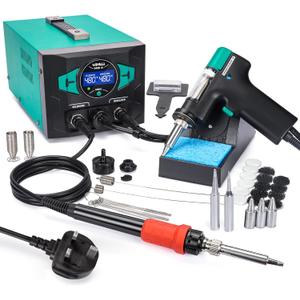 YIHUA 948D III Soldering Iron Desoldering Station Kit with Upgraded Desolder Tool, 110W EVO Solder Iron, Vacuum Pump, 3 Desoldering Nozzles, with Automatic Shutdown, Sleep Mode Functions.