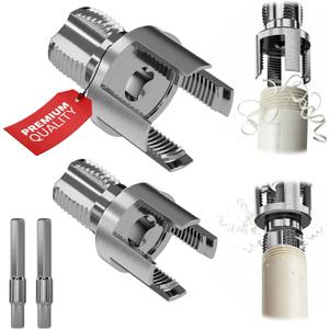 Premium 2 Packs PVC Pipe Threader 1/2 and 3/4 Integrated Internal & External Threading Tool Break-resistant Rust-resistant Terraja Para Tubo Set npt dual-function Plastic kit Opener For Water Electric