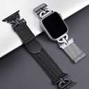 Stainless Steel Magnetic Loop Compatible with Apple Watch Band 38mm 40mm 41mm 42mm Women Metal Mesh D-shaped Clasp Strap for iWatch SE Series 10/9/8/7/6/5/4/3/2/1/Ultra(1/2) Silver