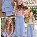 Halfchet Girls Capri Pants Wide Leg Sweatpants Baggy Cropped Pants Loose Fit Casual Basic Capris with Pockets for Ages 5-14(11-12 Years,Light Blue)
