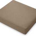 DoubleFill 1 Pcs Outdoor Ottoman Cushion 23"x19"x3" Waterproof Fade Resistant Outdoor Footstools Cushion Removable Patio Ottoman Cushions with Adjustable Fixing Strap for Stool (Light Brown)