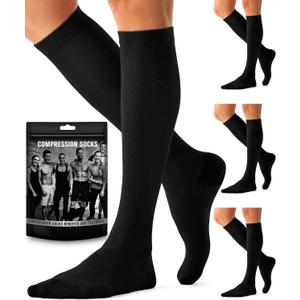 4 Pairs Compression Socks for Women and Men-Circulation Best Support Socks for Running,Athletic,Cycling (Large-X-Large, 05 Black)