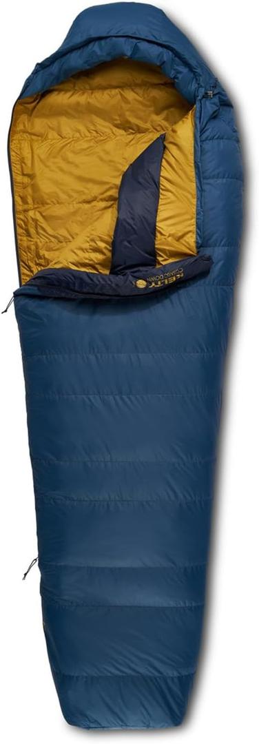 Kelty Cosmic 20 Down Mummy Sleeping Bag for Backpacking, Campers, 550 Fill Power, Recycled Fabrics with PFAS-Free DWR, Designed in Sunny Colorado, (Long, Dark Blue)
