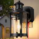 Porch Lights with Outlet, Outdoor Motion Sensor Lights, Dusk to Dawn Exterior Light Fixture, Anti-Rust Waterproof Outdoor Wall Light, Aluminum Outside Lights for House Patio Front Door Garage, Black (1 Pack)