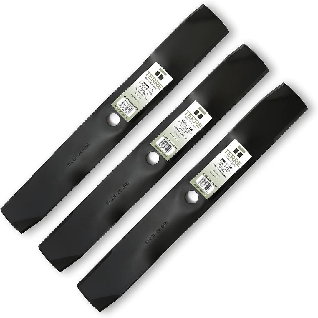 Terre Products, 3 Pack Medium Lift Lawn Mower Blades, 54 Inch Deck, Compatible with John Deere LX280, X380, X384, X390, X394, GX255, GX325, GX335, Z425, Z435, Z445 and More, Replaces M143520, UC22010