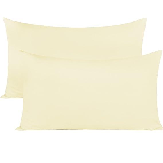Pillow Covers Set of 2 Egyptian Cotton 18 x 32 Inches - 600 Thread Count Long Staple Cotton Pillow Cover Set Envelope Closure Pillowcase - Ivory