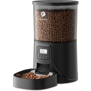 PETULTRA Automatic Cat Feeder: 4L Timed Cats Food Dispenser Programmable 1-6 Meal for Cat and Small Medium Dog- Auto Pet Feeder Easy to Set Up Dual Power Supply with Desiccant Bag| Detachable Washable