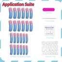3 x Curved Nail Tips Long Blue French Tip Press on Nails Square Fake Nails False Nails with Curved Shape Designs French Manicure Glue on Nails for Women Girls 24Pcs