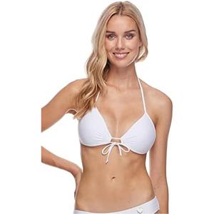 Body Glove Smoothies Baby Love Solid Molded Cup Triangle Push Up Bikini Top Swimsuit, L, White