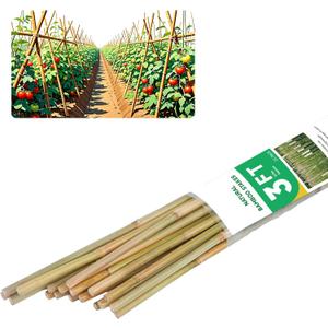 3ft Natural Bamboo Plant Stakes for Tomatoes, Beans, Flowers, Potted, Climbing Plants 25pcs
