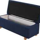 2-Piece Stretch Ottoman Covers Rectangle Slipcovers for Folding Storage Stools, Non-Slip Elastic Bottom, Soft Fabric Furniture Protectors (Navy, X-Large)