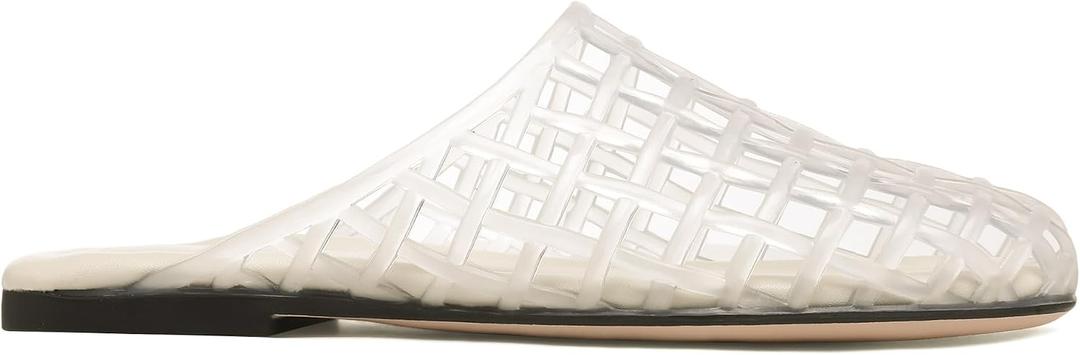 Clear Jelly Shoes for Women Slip on Mesh Slides Sandals Comfortable Closed Toe Flats Sandals Jelly Summer Beach Sandals. (White)