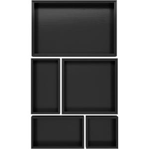 Black Bamboo Bathroom Drawer Organizer, Wooden Kitchen Utensil Holder Set of 5, Stackable Junk Drawer Organizer Tray, Multi-Use Storage Bins Boxs Dividers for Home, Office, Clothing, Makeup, Jewelry