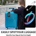 4 Pack Initial Luggage Tag for Suitcase, Colored Letter Silicone Bag Tags Identifiers Privacy Cover ID Label with Durable Steel Loop for Women Men Kids Girls Travel, Letter D