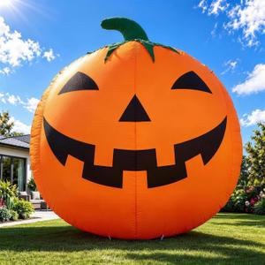 ZPISF 12 FT Halloween Inflatables Giant Pumpkin with Rotating LEDs
