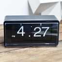 BHning Retro Style Flip Clock,Auto Page Turning Transparent Cover Digital Flip Desk Clock. Classic Mechanical Battery Operated Digital Display,Home and Office Decorations(No Battery Included) (Black)