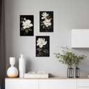 CCWACPP 3 Piece Floral Canvas Wall Art Magnolia Flowers Pictures Black and White Flowers Painting Prints Modern Bedroom Living Room Home Decor Framed (A, (12"x16"x3))