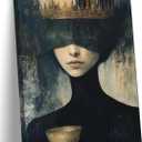 Gothic Canvas Wall Art Dark Academy Painting Picture Wall Decor Victorian Woman Poster Print Artwork for Bathroom Living Room Gallery Library Corner Bedroom Home Decoration, 24"Lx 16"W