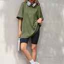 Tankaneo Womens Oversized Tshirts Crew Neck Short Raglan Sleeve Tunic Tops Summer Casual Loose Fit Workout Tee Shirts (L)