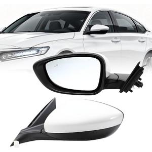 Left Driver Side Mirror Assembly Compatible with Accord 2023 2024 2025 (BSM) Blind Spot Match & Heated and Power Glass (7Pins White)