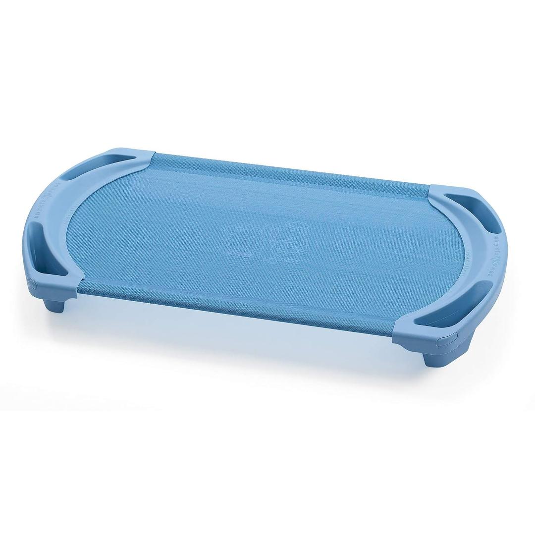 Angeles SpaceLine Daycare Cots for Kids, Kids Toddler Stackable Sleeping Cot for Preschool and Classroom, Toddler Size, Single, Wedgewood Blue