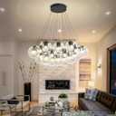 Modern Bubble Chandelier for Living Room 19-Light Globe Chandelier Lighting Glass Pendant Light for Dining Room Foyer Bedroom Entryway Black Clear Glass Globe Chandeliers