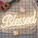 DIVATLA Blessed Neon Sign for Wall Decor, Blessed LED Light Up Signs for Bedroom, Dimmable & Reusable for Office Studio Lounge, Blessed Gifts for Friends & Family, USB Powered 17"x7" Warm White