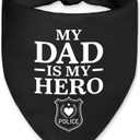 My Dad is My Hero Funny Dog Bandana, Police Academy Graduate Pet Bandana, Police Pet Gifts for Dog Dad, Policeman Pet Scarf Accessories for Party, Graduation Birthday Gifts for Men Dogs Owners