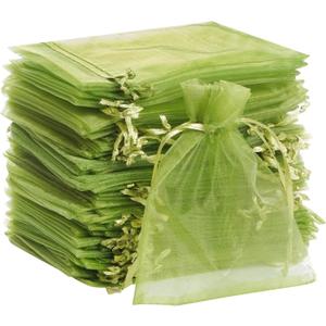 Bskifnn 100pcs Organza Bags Satin Drawstring Organza Pouch Mother's Day Valentine's Day Halloween Candy Bags Wedding Party Favor Gift Bag Jewelry Bags 3.54''x4.33''(Olive green)