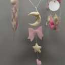 Baby Mobile for Crib Pink Bow Baby Crib Mobile for Girls Handmade Coquette Bow Nursery Decor for Infant Bedroom Hanging Pink Girls Room Decor for Bassinet Gender Reveal Newborn Gifts