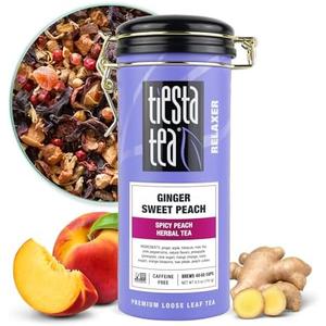 2 Pcs Tiesta Tea - Ginger Sweet Peach, Loose Leaf, Spicy Peach Herbal Tea, Tranquility Non-Caffeinated Blend, Bulk Hibiscus Leaves with Cane Sugar, Brews Up to 50 Cups, 6 Ounce Refillable Tin