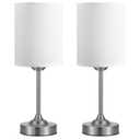 Touch Control Cordlss Table Lamp, USB-C Rechargeable Lamp with Stepless Dimming, 4000mAh Battery Operated Bedside Lamp for Bedroom, Living Room, Night Light & Emergency Lighting, Silver, 2 Pack