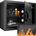 Bonsaii Safe Box with Fireproof Bag, Home Safe with Removable Shelf for Money Documents Jewelry Valuables, 0.6 Cubic Feet, 9.84"D x 13.78"W x 9.84"H, Black